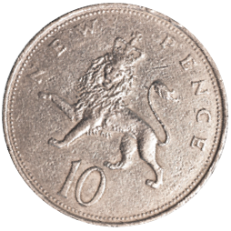 Background image of a 10 pence coin